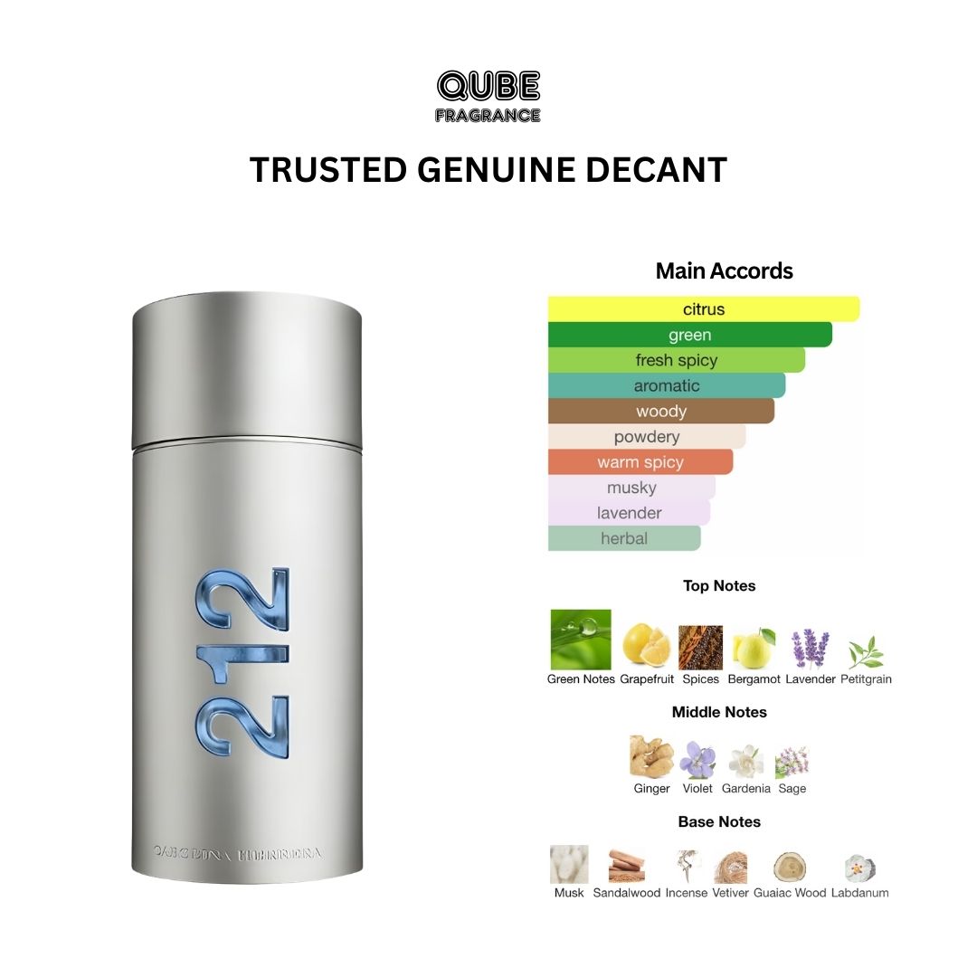 Carolina Herrera 212 Men - Qube Fragrance | Luxury Fragrance Samples